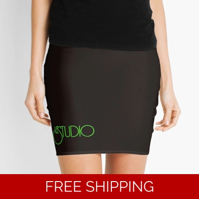 Mini Skirt Black Original Lime Green logo